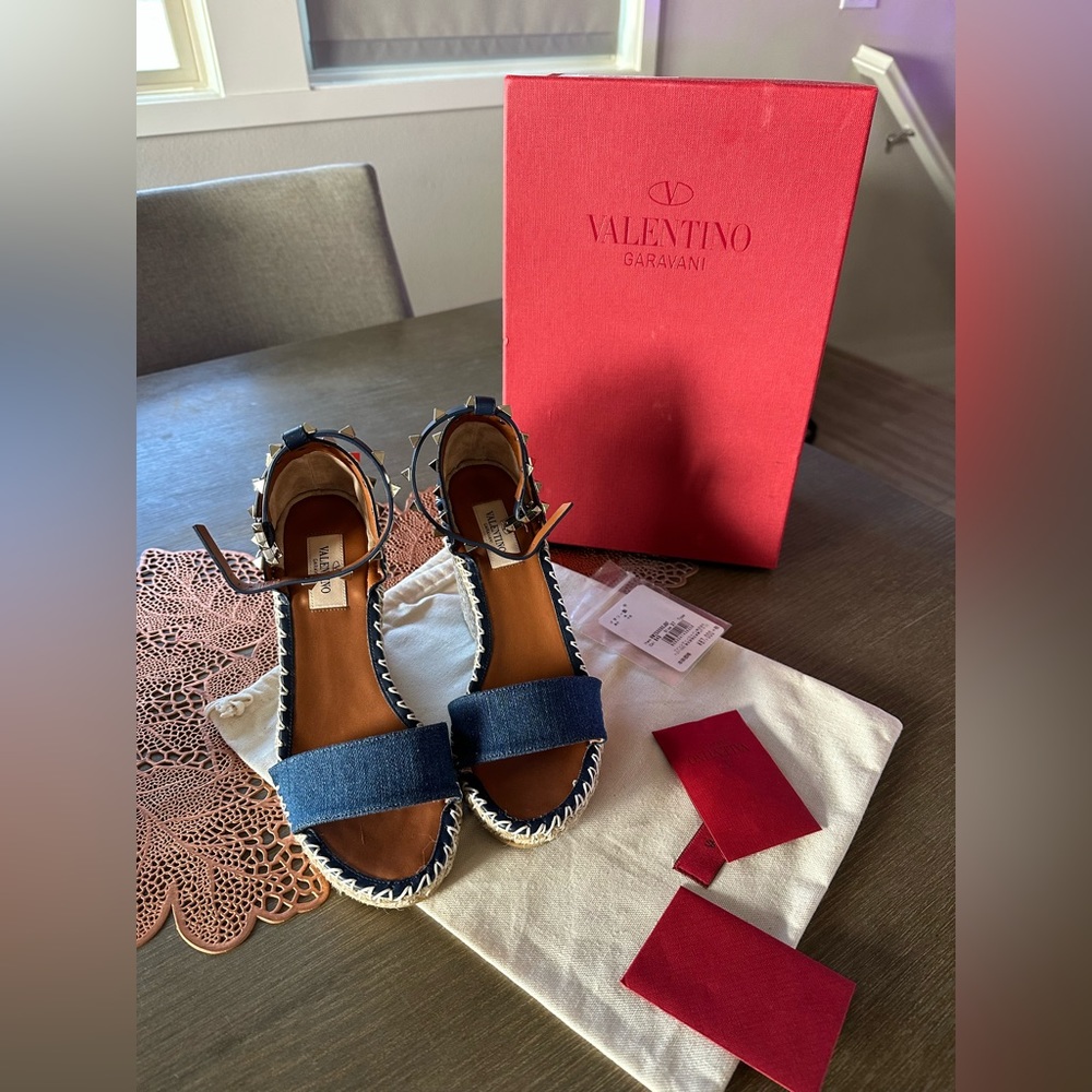 Valentino Wedge Sandals Denim